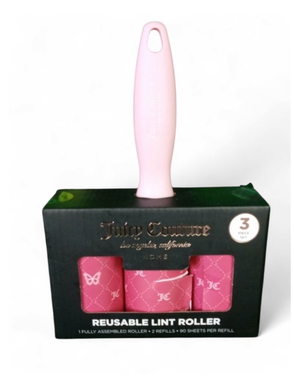 Juicy Couture Pink Reusable Lint Roller Set - 3 Piece